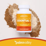 Paleovalley envase en mano para comparar tamaño y facilidad de uso