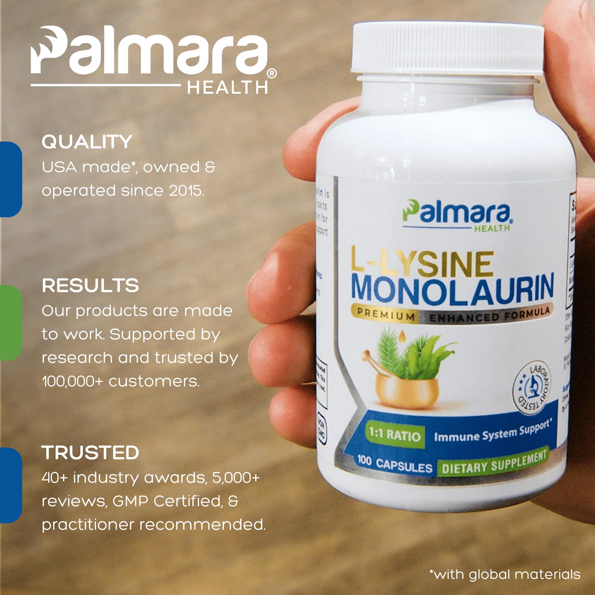 Palmara Health cápsulas en mano para ver tamaño y facilitar la toma