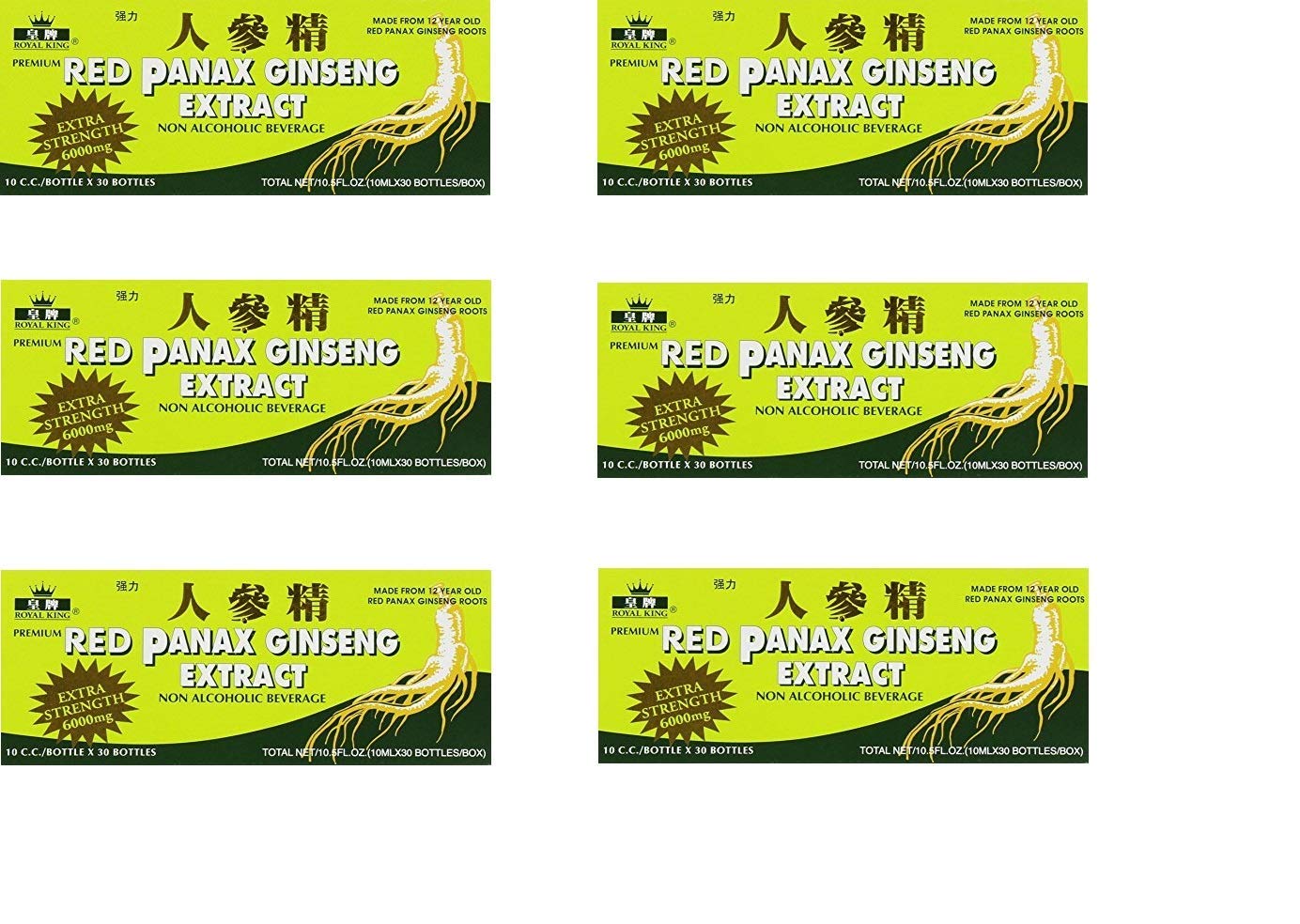 PANAX GINSENG empaque frontal mostrando 6 cajas y viales, conveniente para viajes