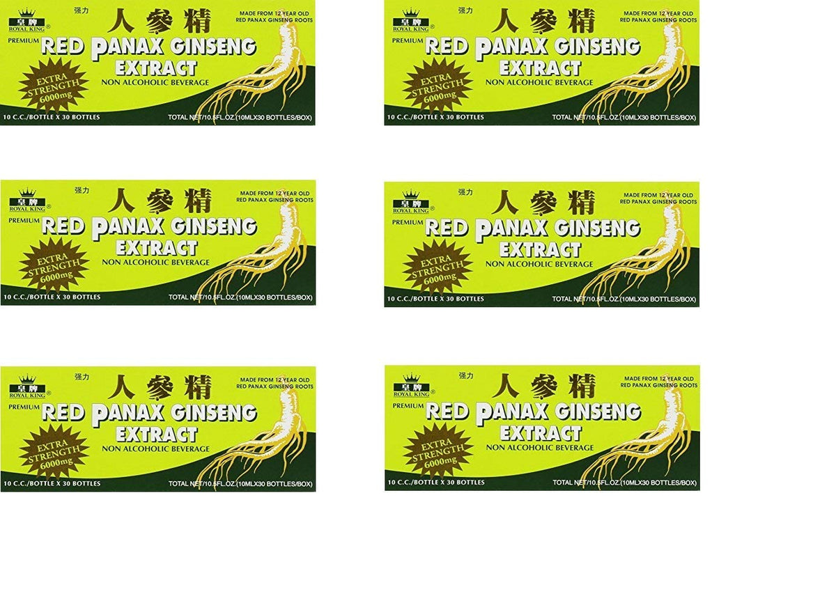 PANAX GINSENG empaque frontal mostrando 6 cajas y viales, conveniente para viajes