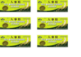 PANAX GINSENG empaque frontal mostrando 6 cajas y viales, conveniente para viajes