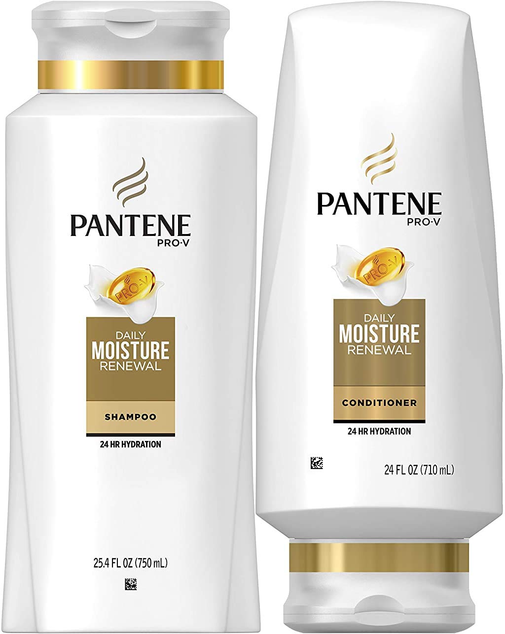 Pantene frente del pack mostrando shampoo y acondicionador, hidratación visible