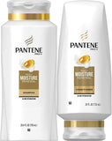 Pantene frente del pack mostrando shampoo y acondicionador, hidratación visible