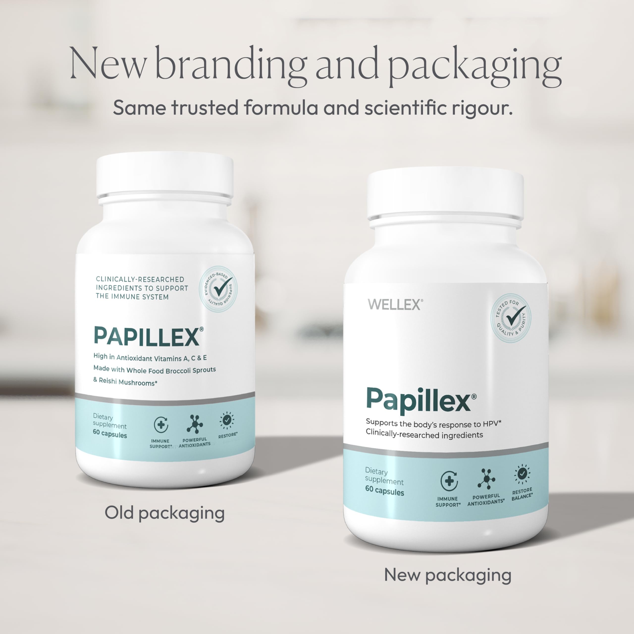 Papillex cápsulas detalle de textura, beneficio de calidad vegana