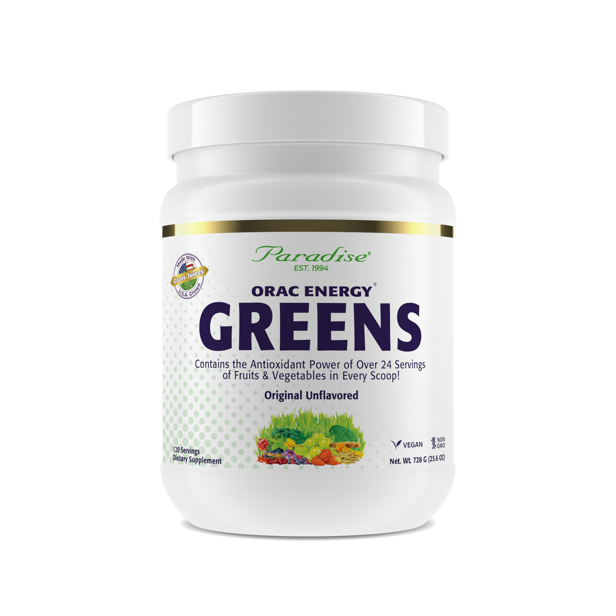 Paradise Herbs envase frontal mostrando etiqueta y beneficios antioxidantes