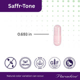 Paradise Herbs Saffr-Tone sobre mesa de rutina matutina para uso diario