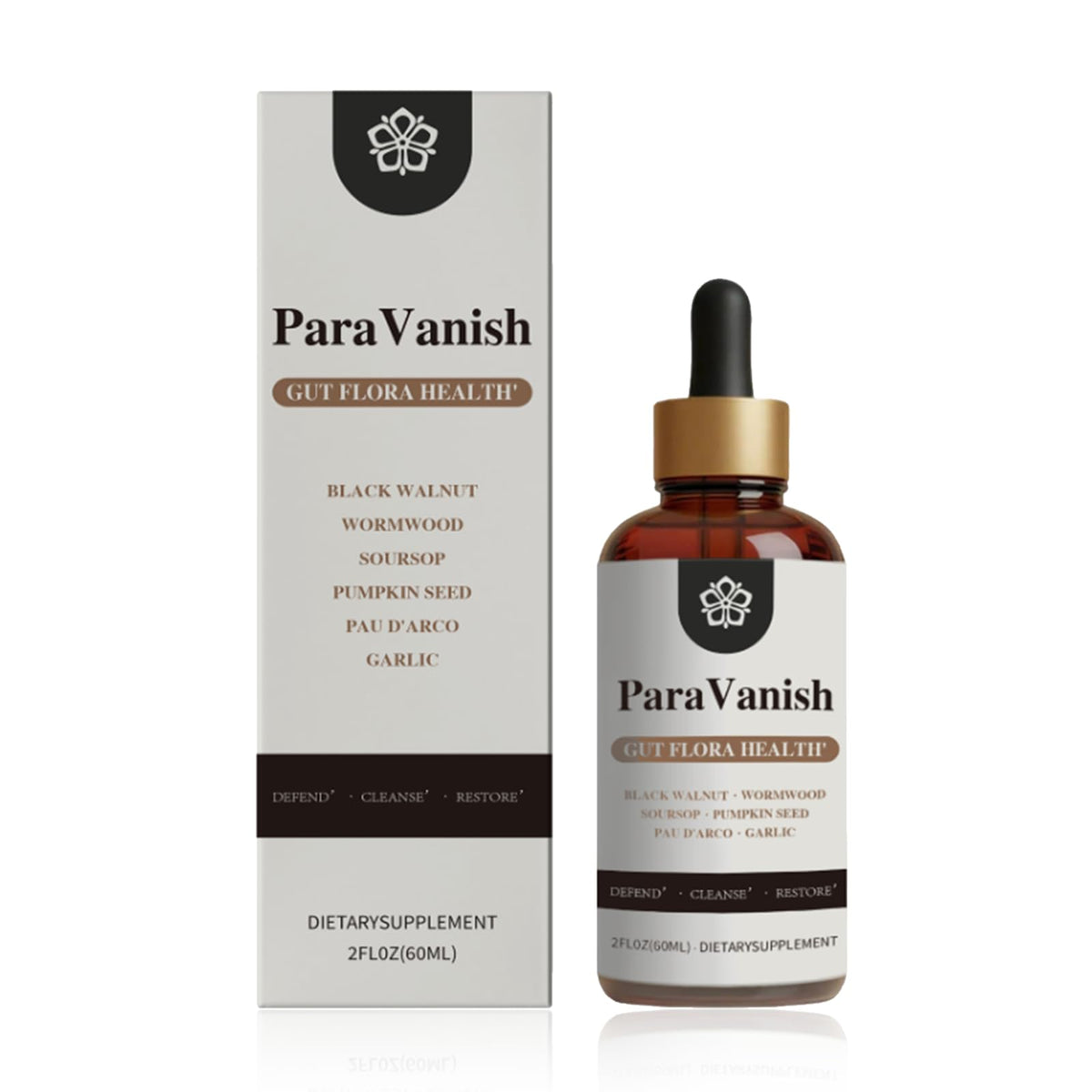 ParaVanish frasco frontal mostrando diseño y fácil dosificación