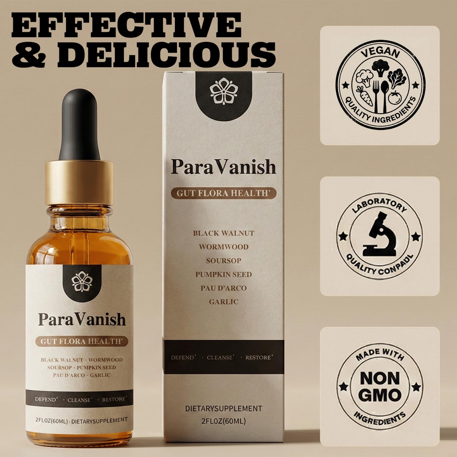 ParaVanish gotas vertidas en vaso para mezcla rápida y cómoda