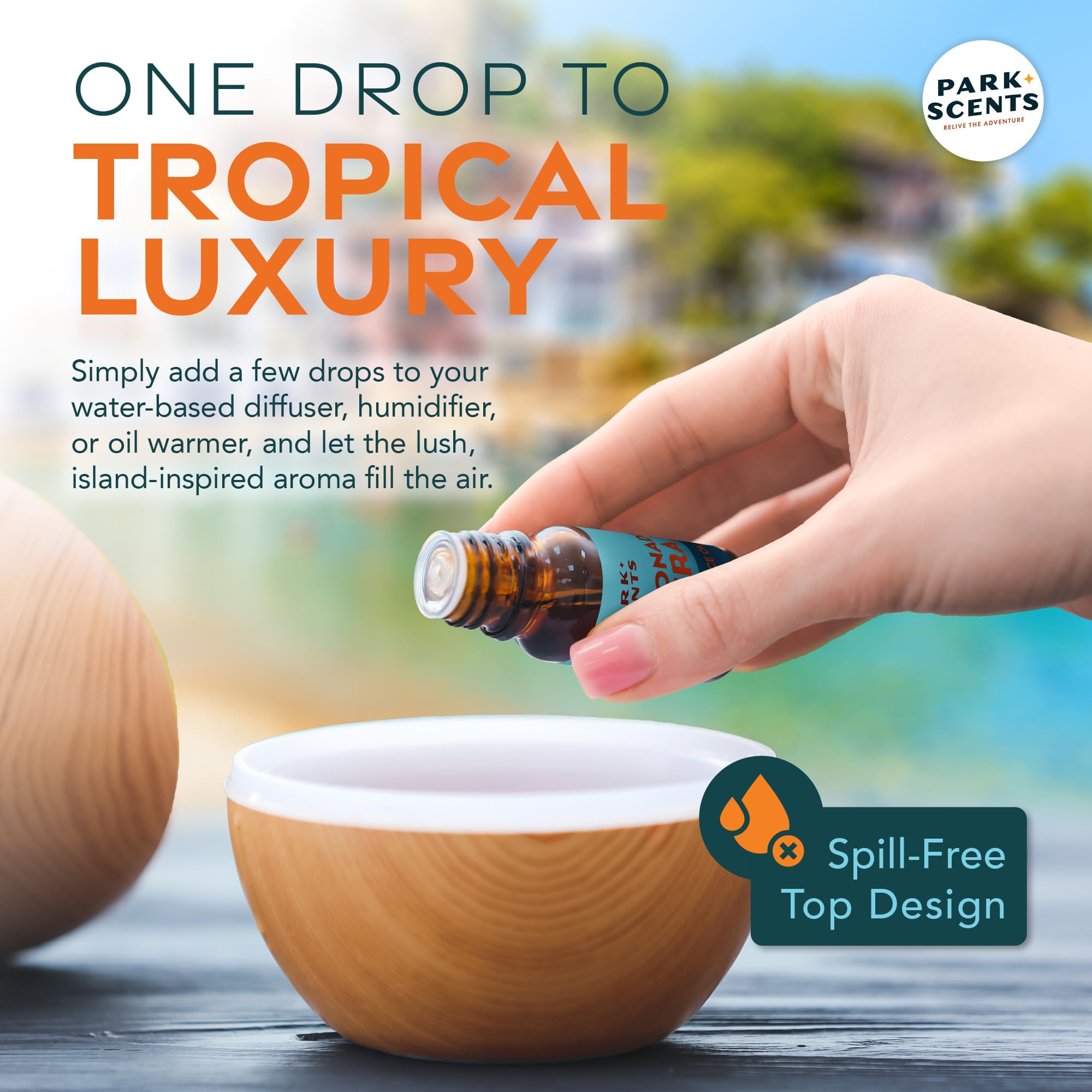 Park Scents aceite en difusor liberando aroma relajante