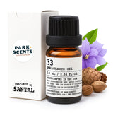 Park Scents frasco frontal elegante junto a fondo neutro beneficio presentación premium