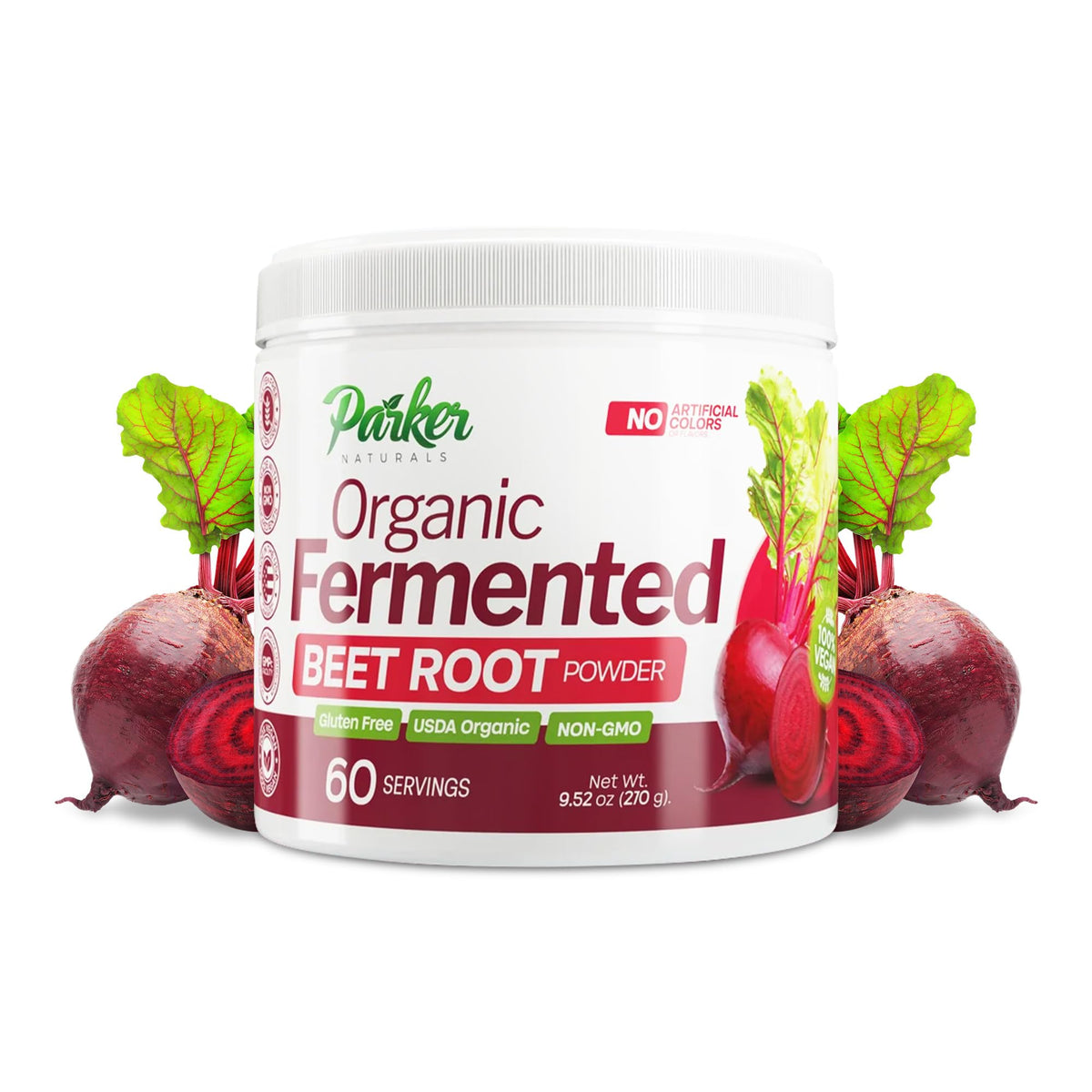 Parker Naturals envase frontal mostrando etiqueta clara y orgánica