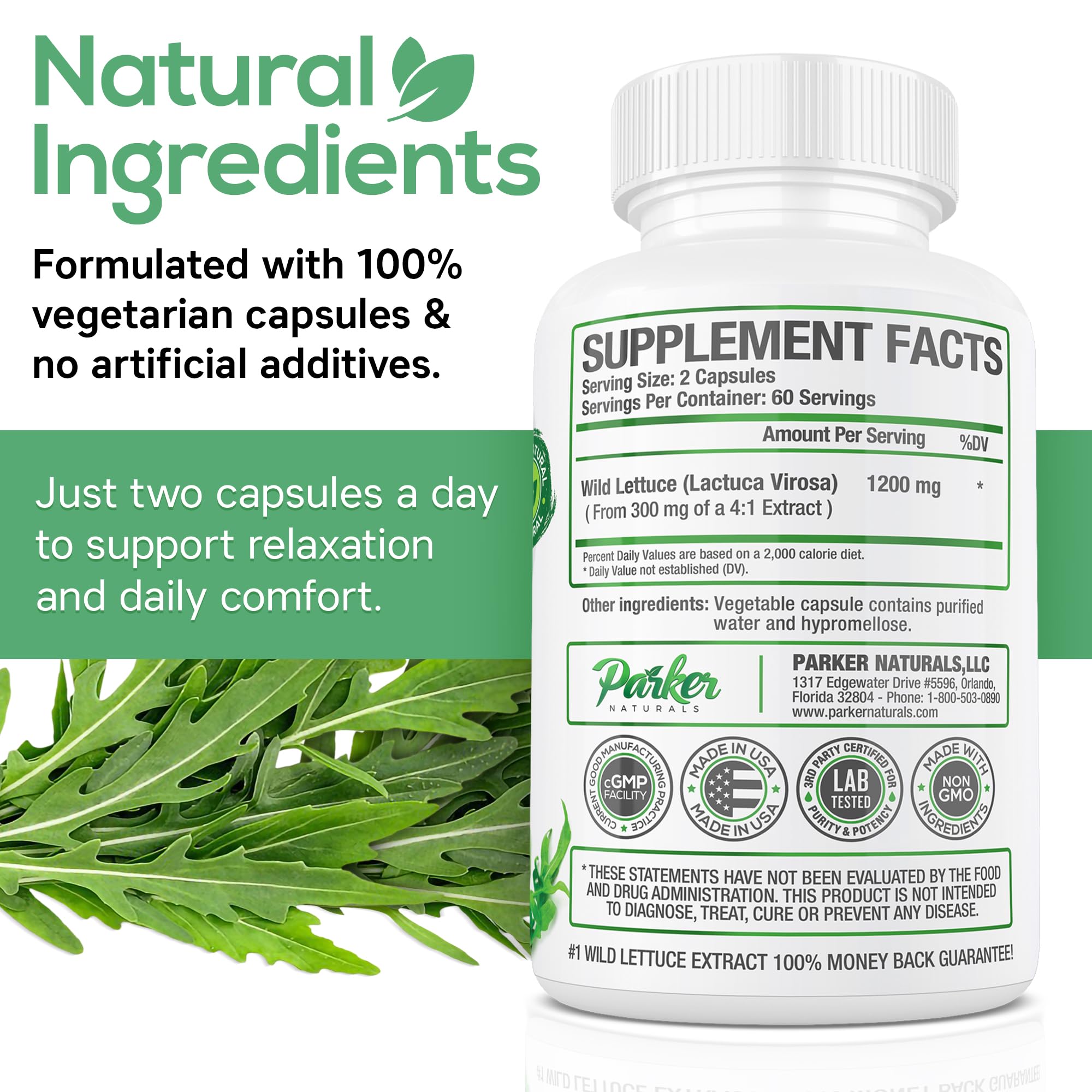 Parker Naturals ambiente nocturno con cápsulas sugiriendo apoyo para descanso