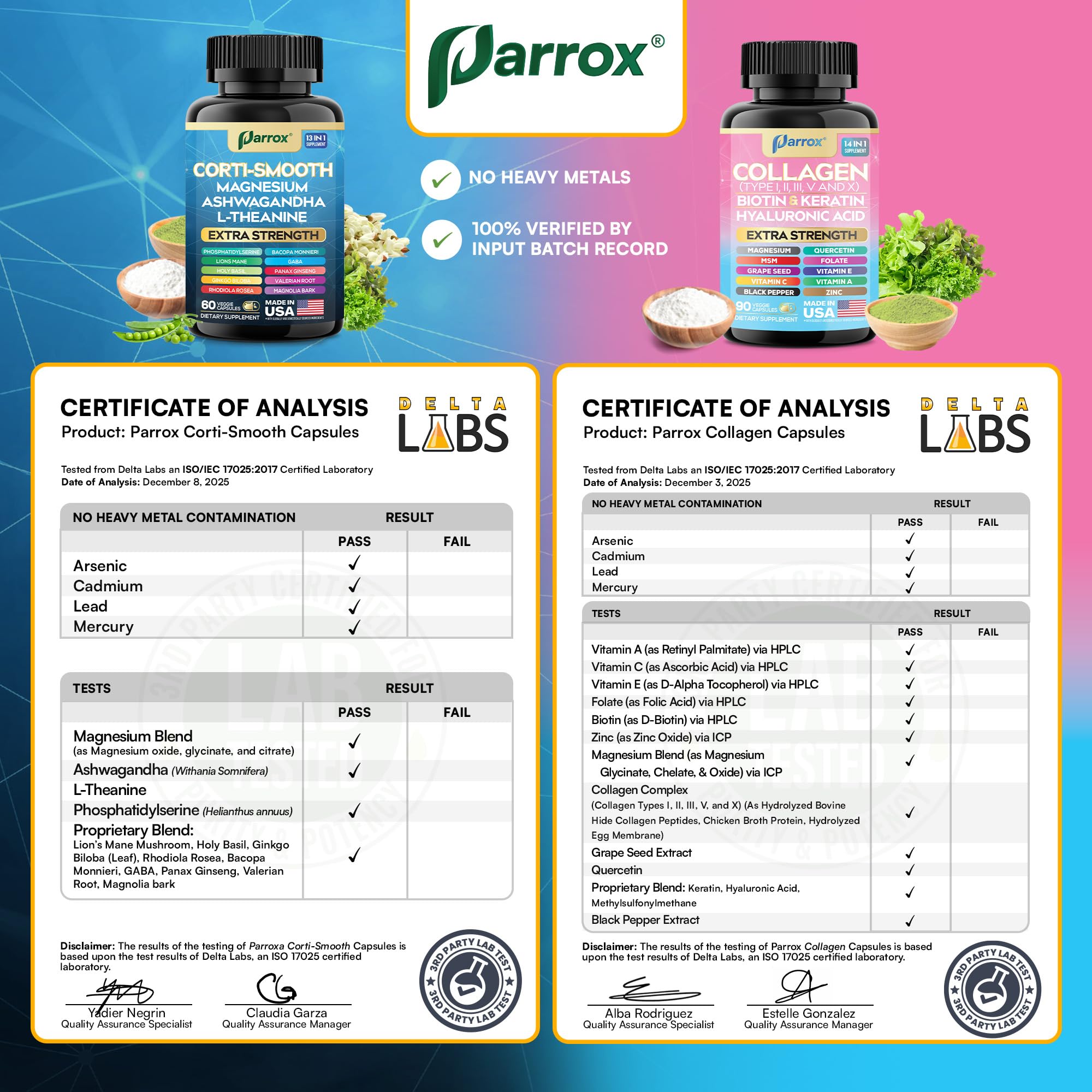 Parrox sello de certificación GMP en el empaque garantizando control