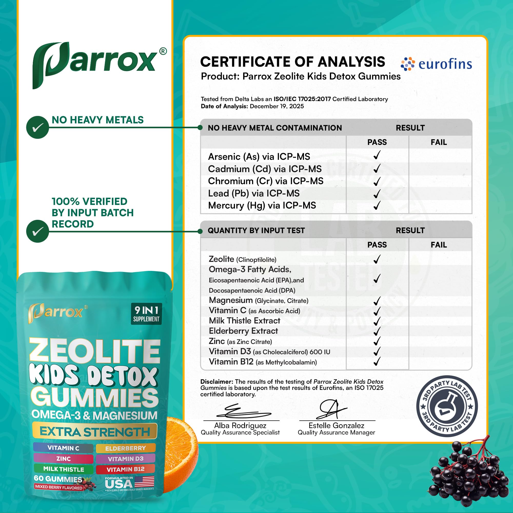 Parrox etiqueta nutricional ampliada mostrando dosis e información clara