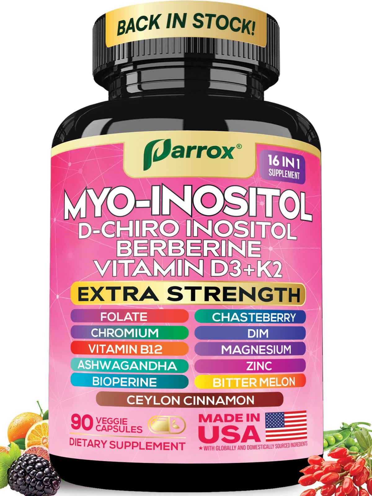 Parrox frasco frontal mostrando diseño y beneficio de mezcla integral