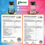 Parrox comparación de tamaño con una moneda para escala visual