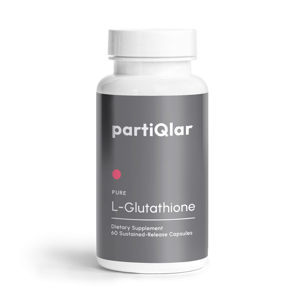 partiQlar frasco frontal mostrando 60 cápsulas y diseño claro, beneficio: confianza en pureza