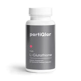 partiQlar frasco frontal mostrando 60 cápsulas y diseño claro, beneficio: confianza en pureza