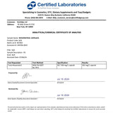 partiQlar etiqueta con ingredientes y verificación de terceros visible