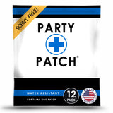 Party Patch empaque frontal mostrando 12 parches, práctico y portátil