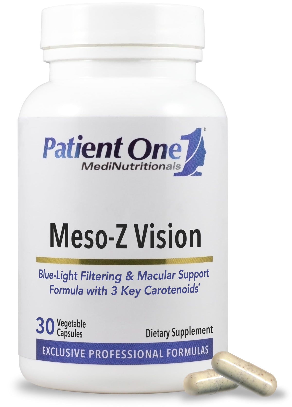 Patient One frasco Meso-Z Vision de frente mostrando diseño y claridad