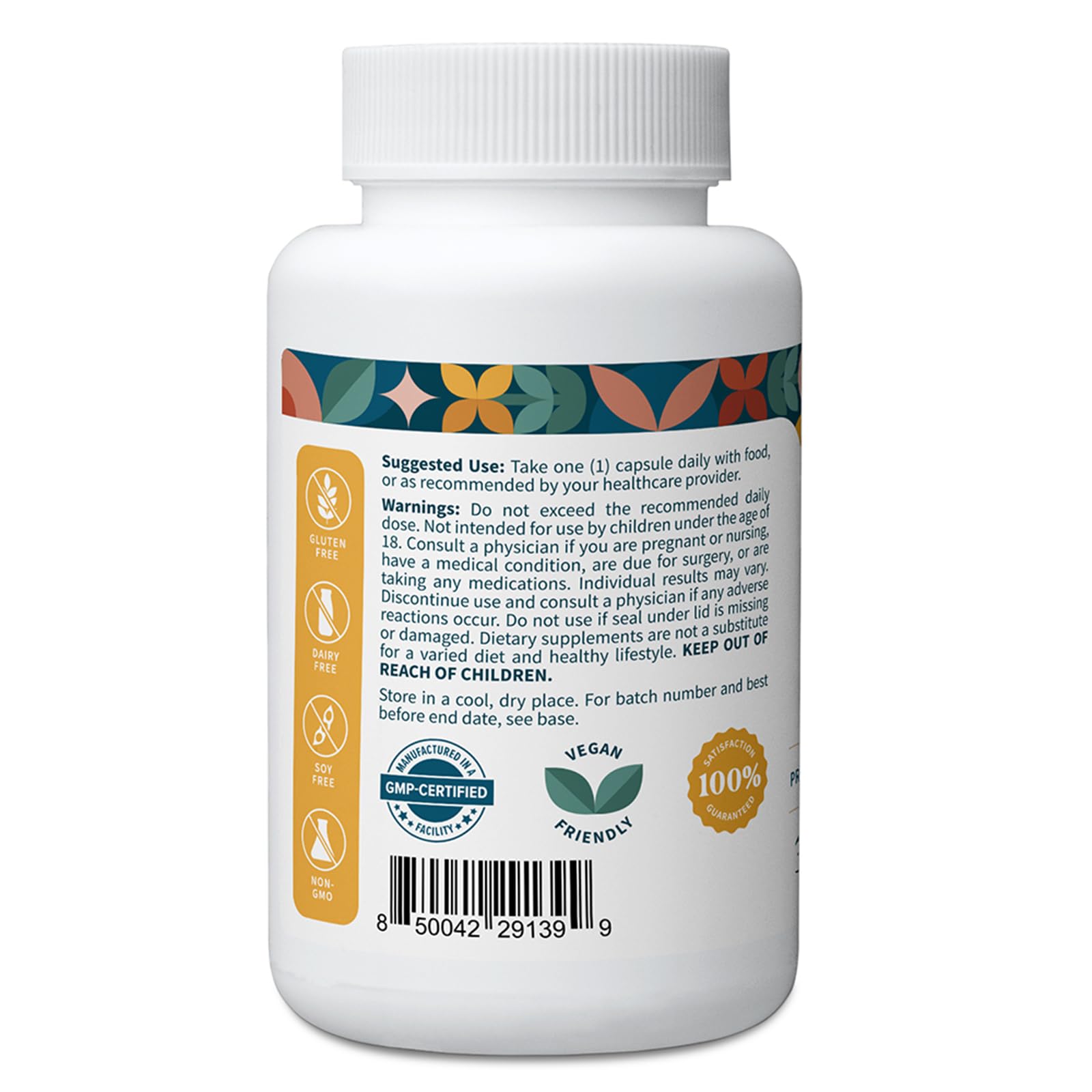 Capsulas vegetales de Pattern Wellness mostrando tamaño y recubrimiento fácil de tragar