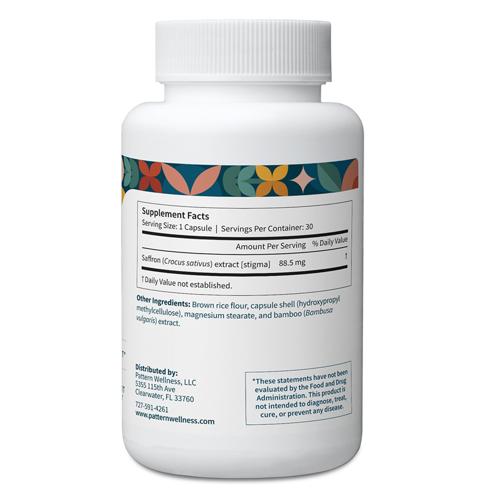 Polvo de extracto de azafrán Pattern Wellness en primer plano, mostrando pureza