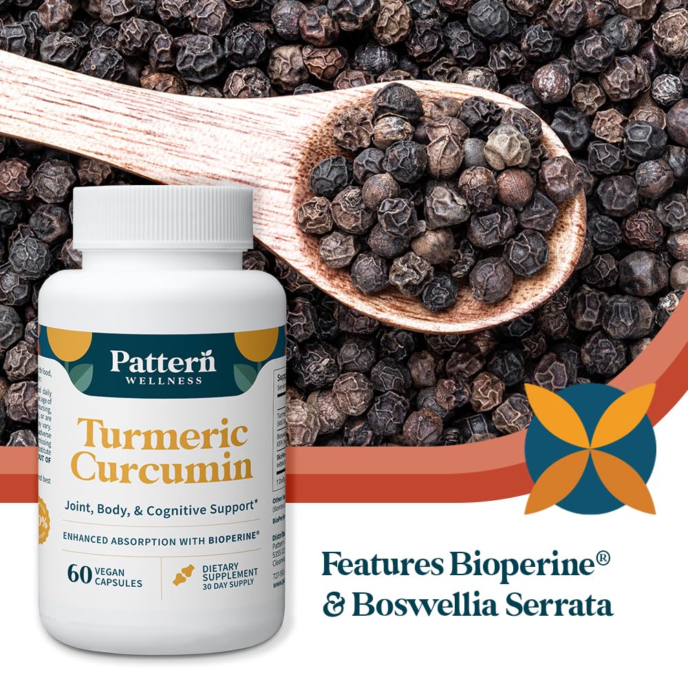 Gráfico de BioPerine en empaque Pattern Wellness que indica mejor absorción