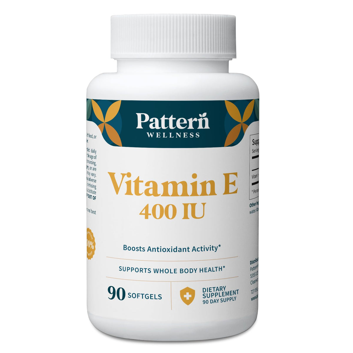 Pattern Wellness envase frontal mostrando 90 softgels y beneficios claros