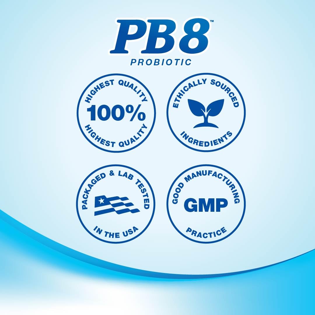 PB8 etiqueta con lista de cepas y beneficios visibles