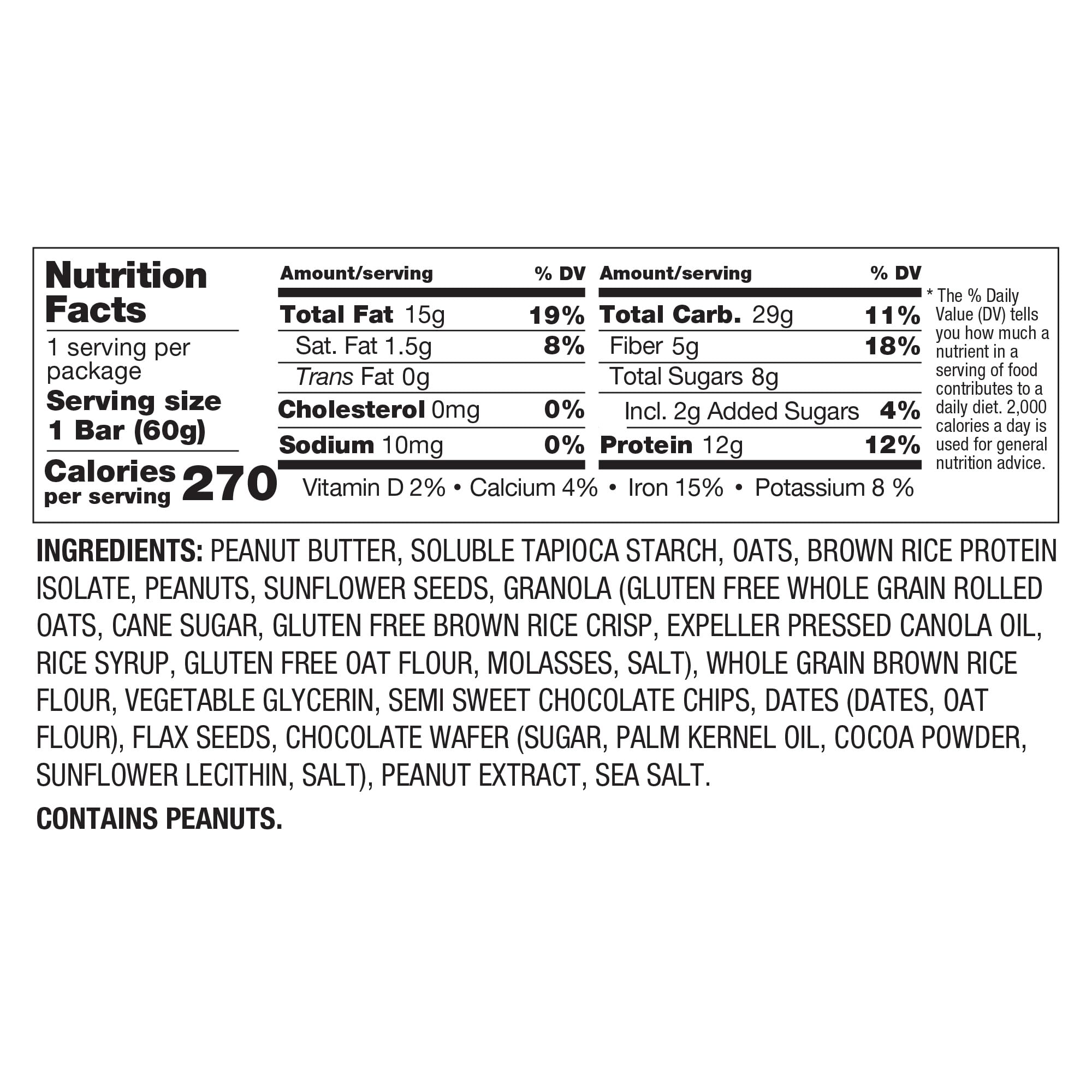 PBfit ingredientes principales como mantequilla de maní y cacao natural