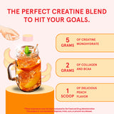 Peach Perfect etiqueta con lista de ingredientes y beneficios de calidad
