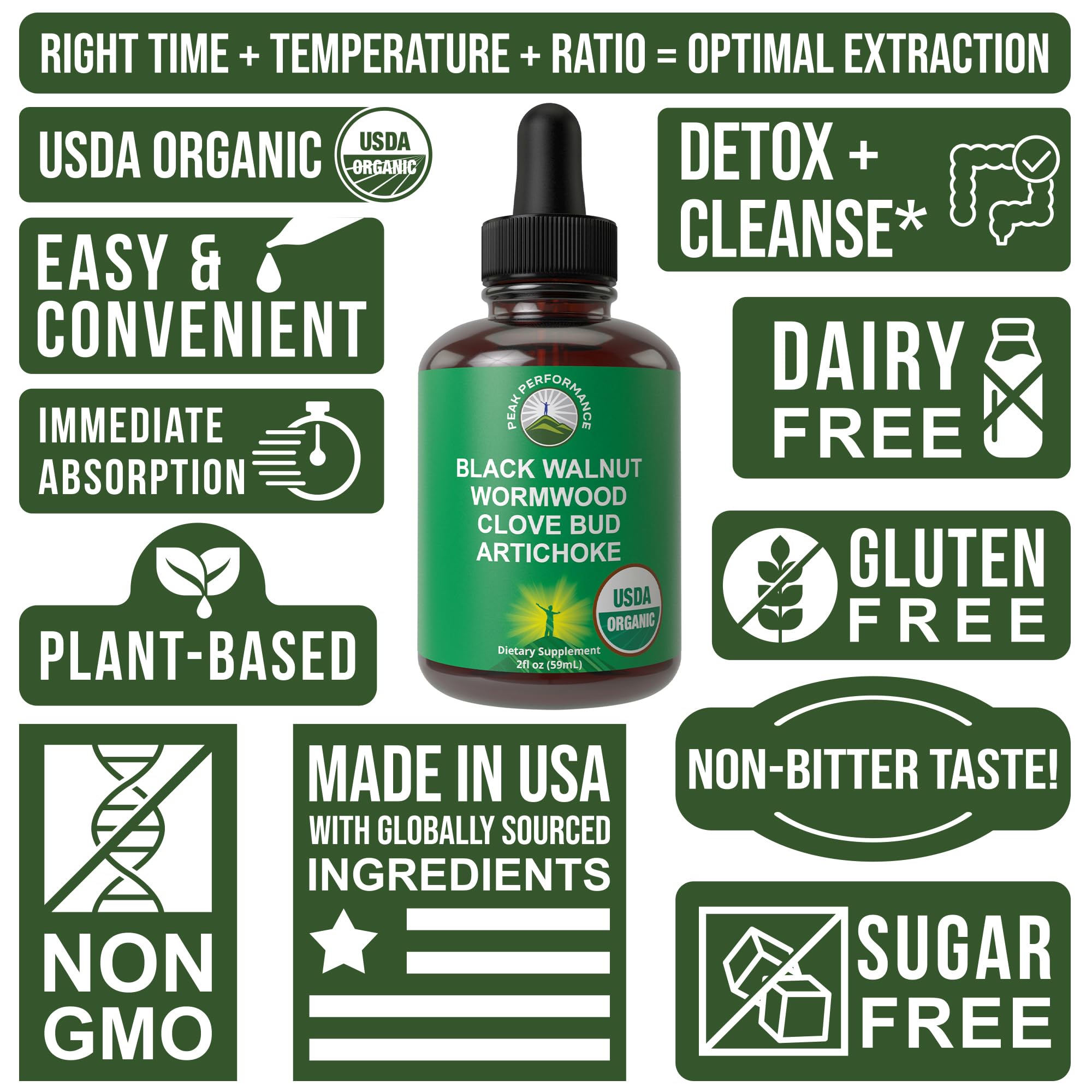 Peak Performance frasco en cocina para uso diario y estilo de vida saludable