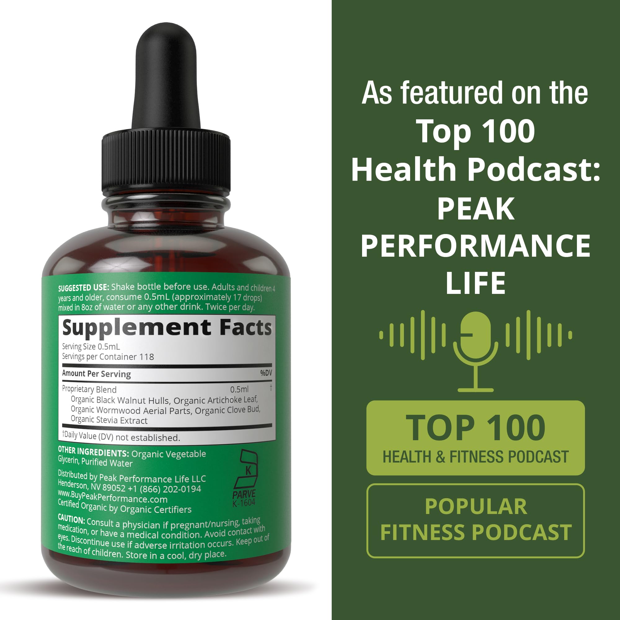 Peak Performance primer plano de la cáscara de nogal negro como ingrediente