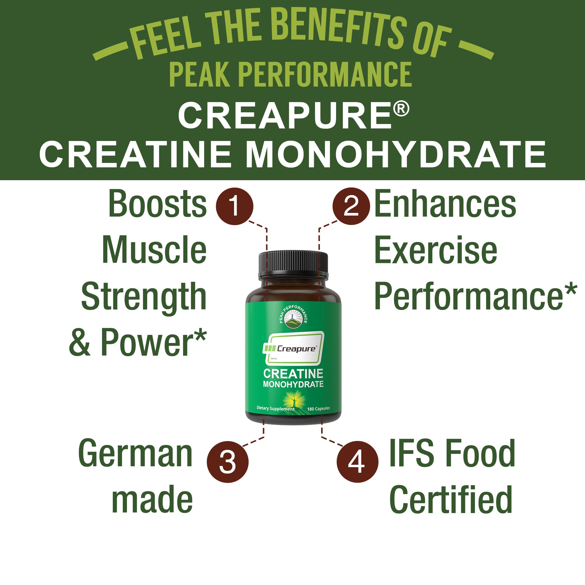 Peak Performance etiqueta con certificaciones IFS, kosher y halal visibles