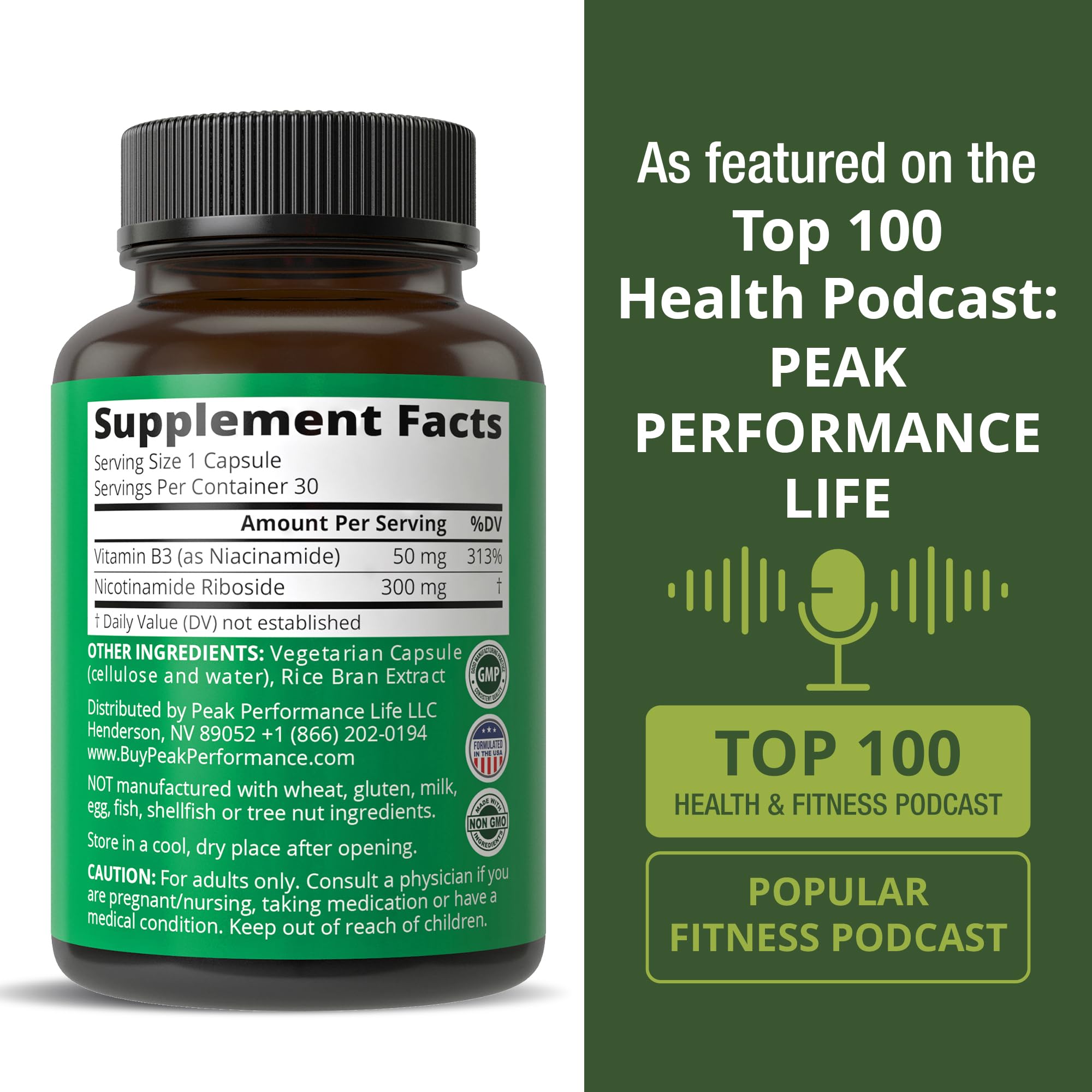 Peak Performance botella en mesa estilo vida transmitiendo confianza