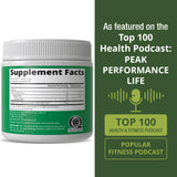 Peak Performance etiqueta con sellos USDA Organic y pruebas de terceros