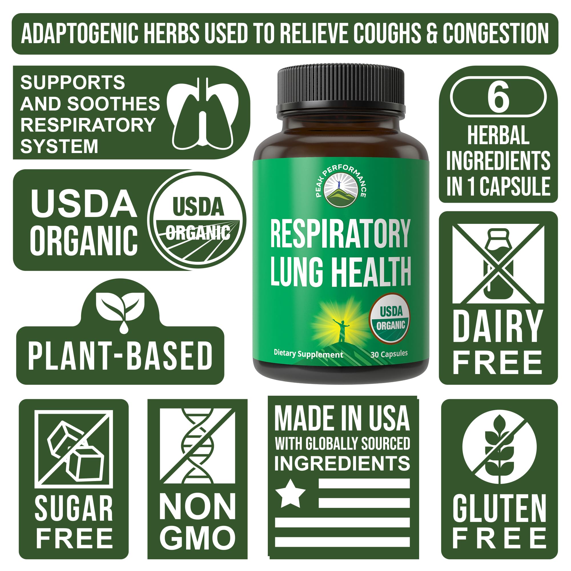 Peak Performance etiqueta USDA Organic certificada que garantiza pureza y calidad