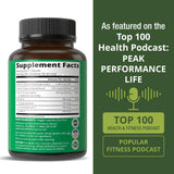 Peak Performance etiqueta con ingredientes y certificaciones de calidad