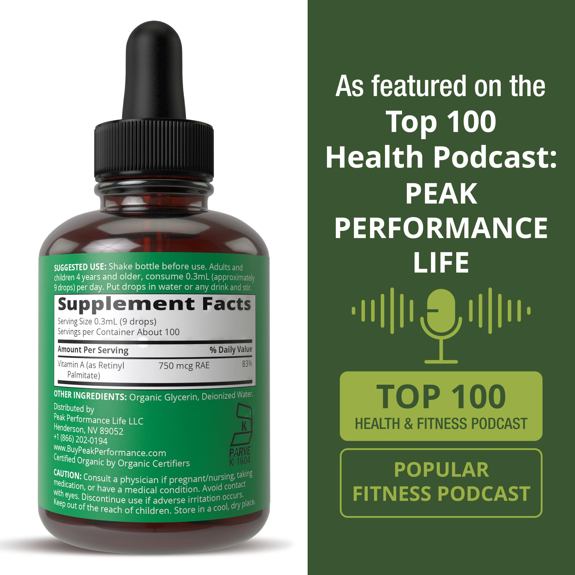 Peak Performance etiqueta de ingredientes y certificación GMP para seguridad