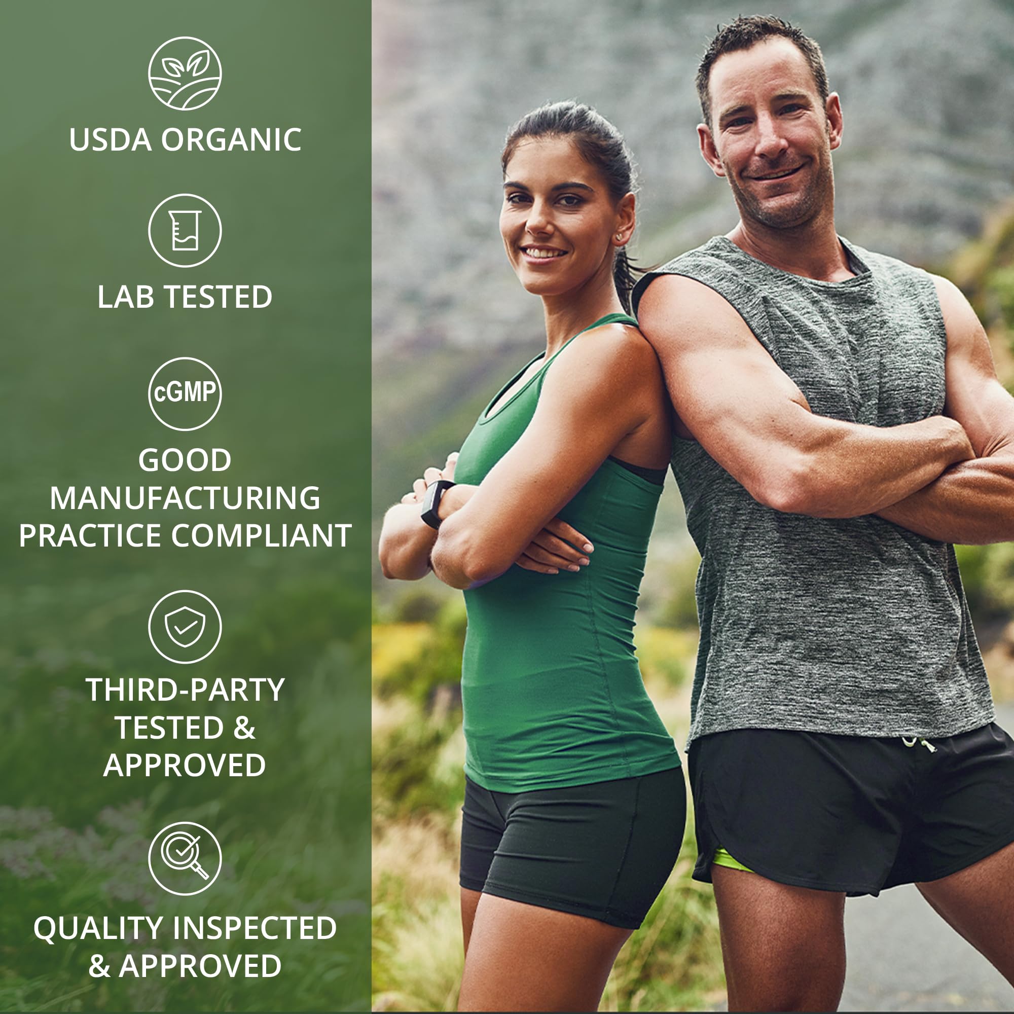 Peak Performance etiqueta nutricional en primer plano mostrando ingredientes y certificaciones