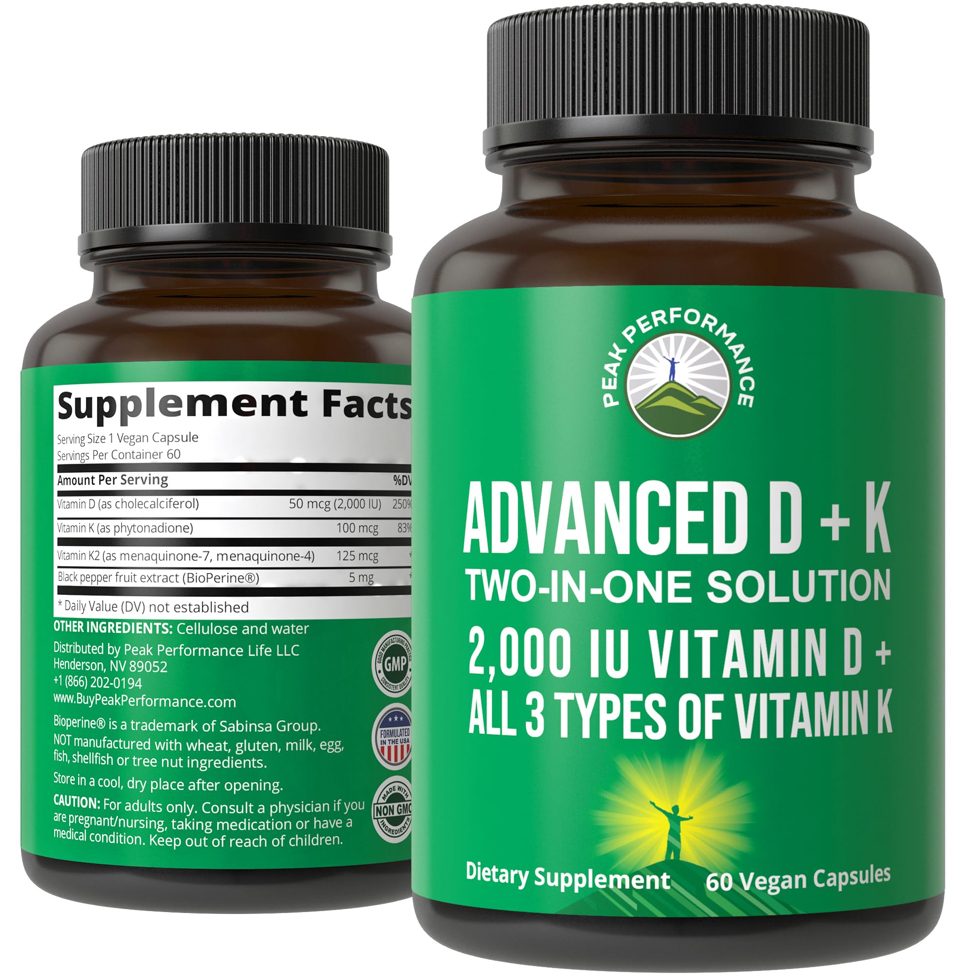 Peak Performance frasco frontal mostrando el envase y beneficios visibles