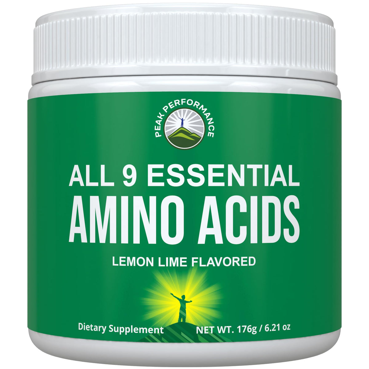 Peak Performance empaque frontal mostrando sabor limón lima y beneficios
