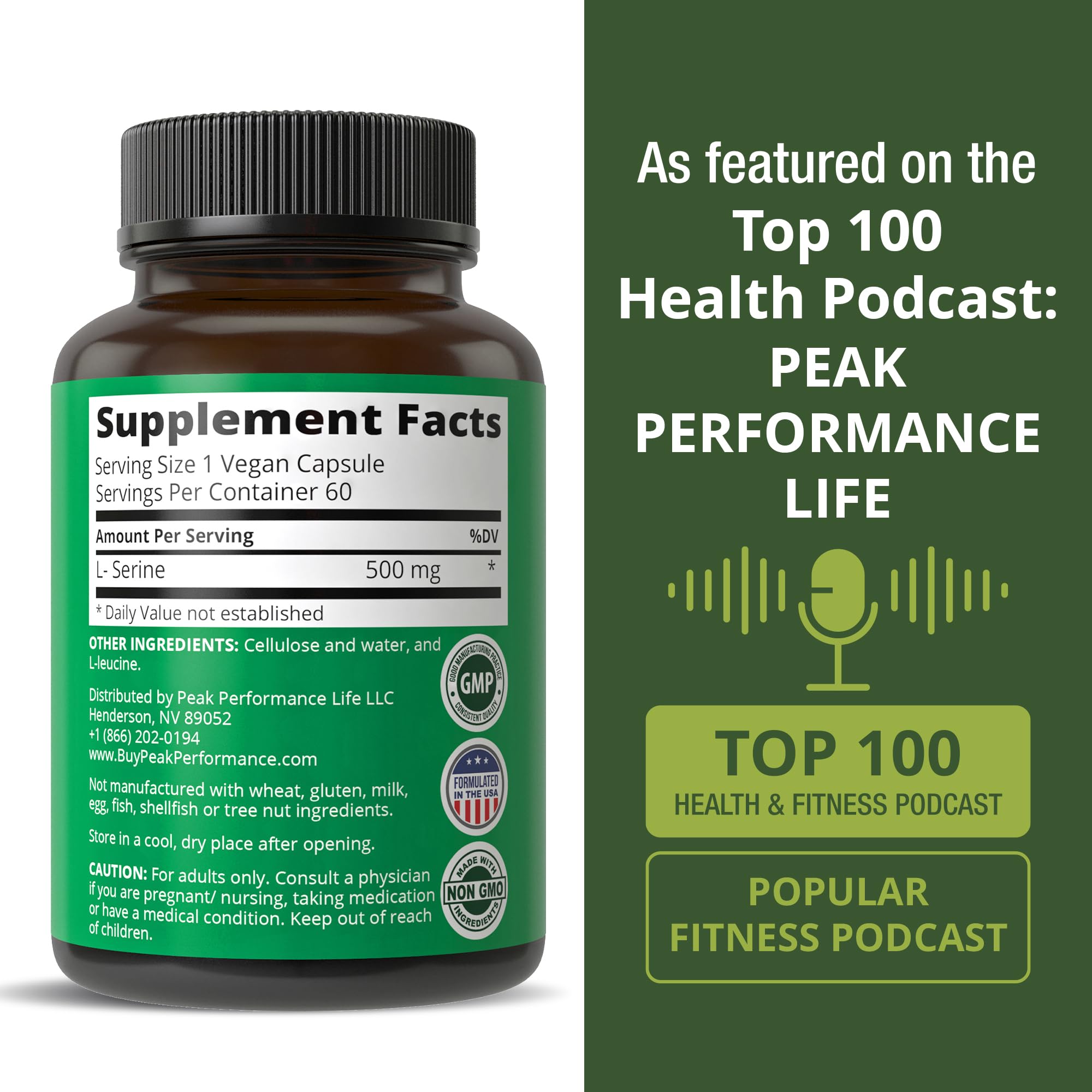 Peak Performance sello GMP en la etiqueta que evidencia control de calidad