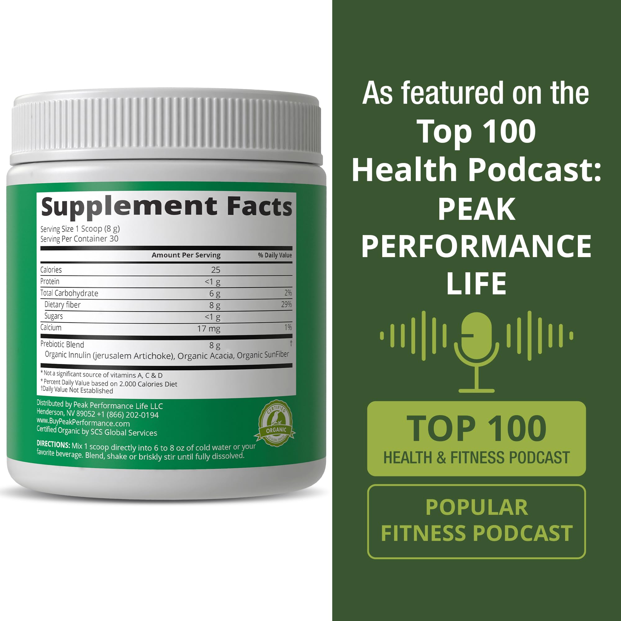 Peak Performance mezcla en batido saludable, facilita añadir fibra diaria
