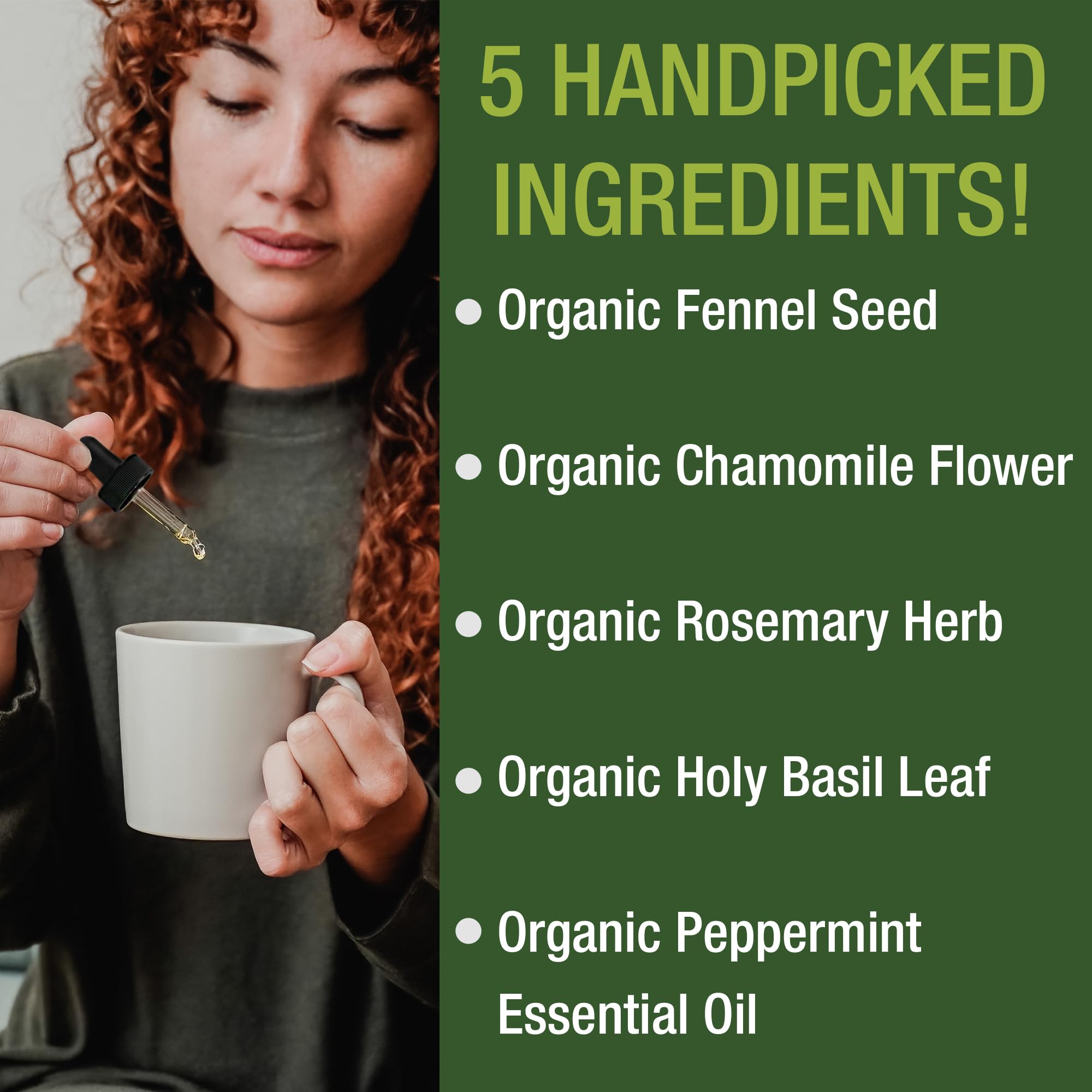 Peak Performance uso en taza de té demostrando mezcla sin sabor amargo