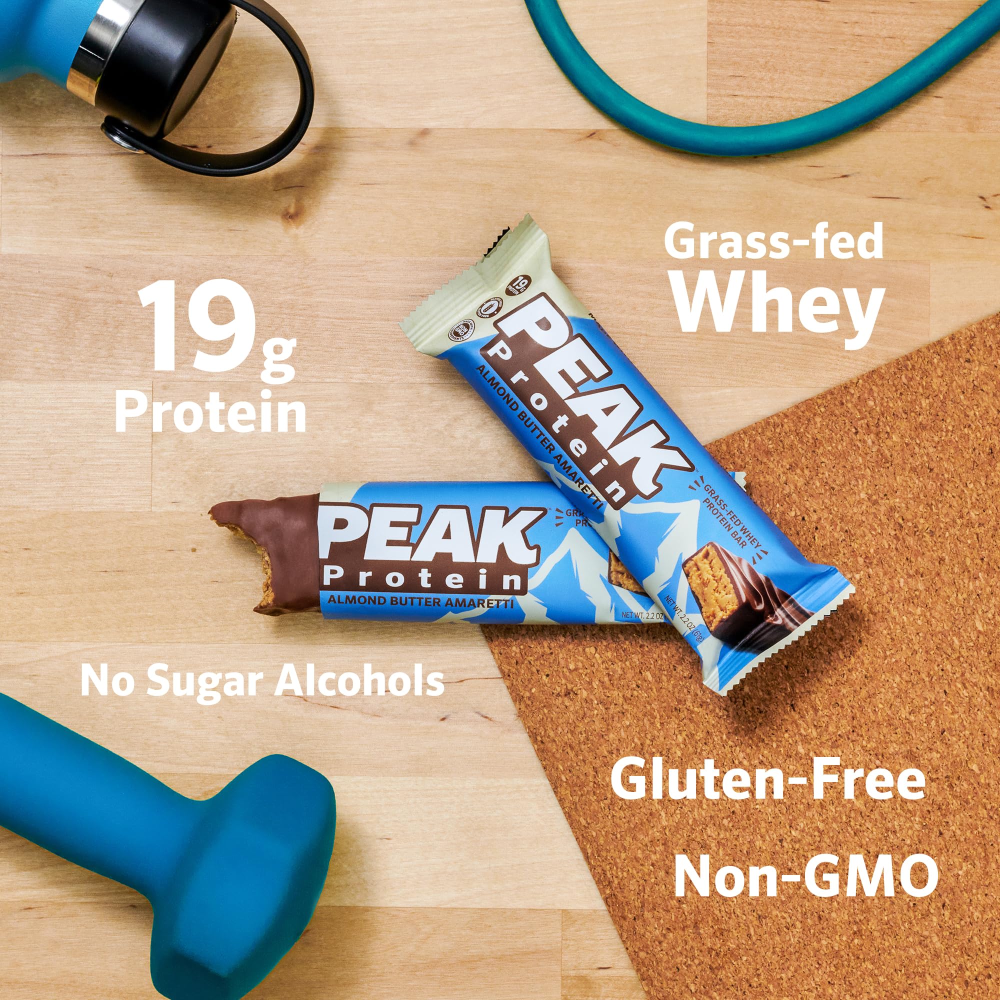 Peak Protein barra en mano lista para comer, energía rápida y proteína