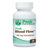 Peak Pure & Natural frasco frontal de Peak Blood Flow mostrando etiqueta y beneficio circulatorio