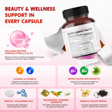 PEAKPURY etiqueta de ingredientes destacando biotina y colágeno