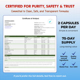 PEAKPURY etiqueta nutricional enfocada, informando dosis y pureza